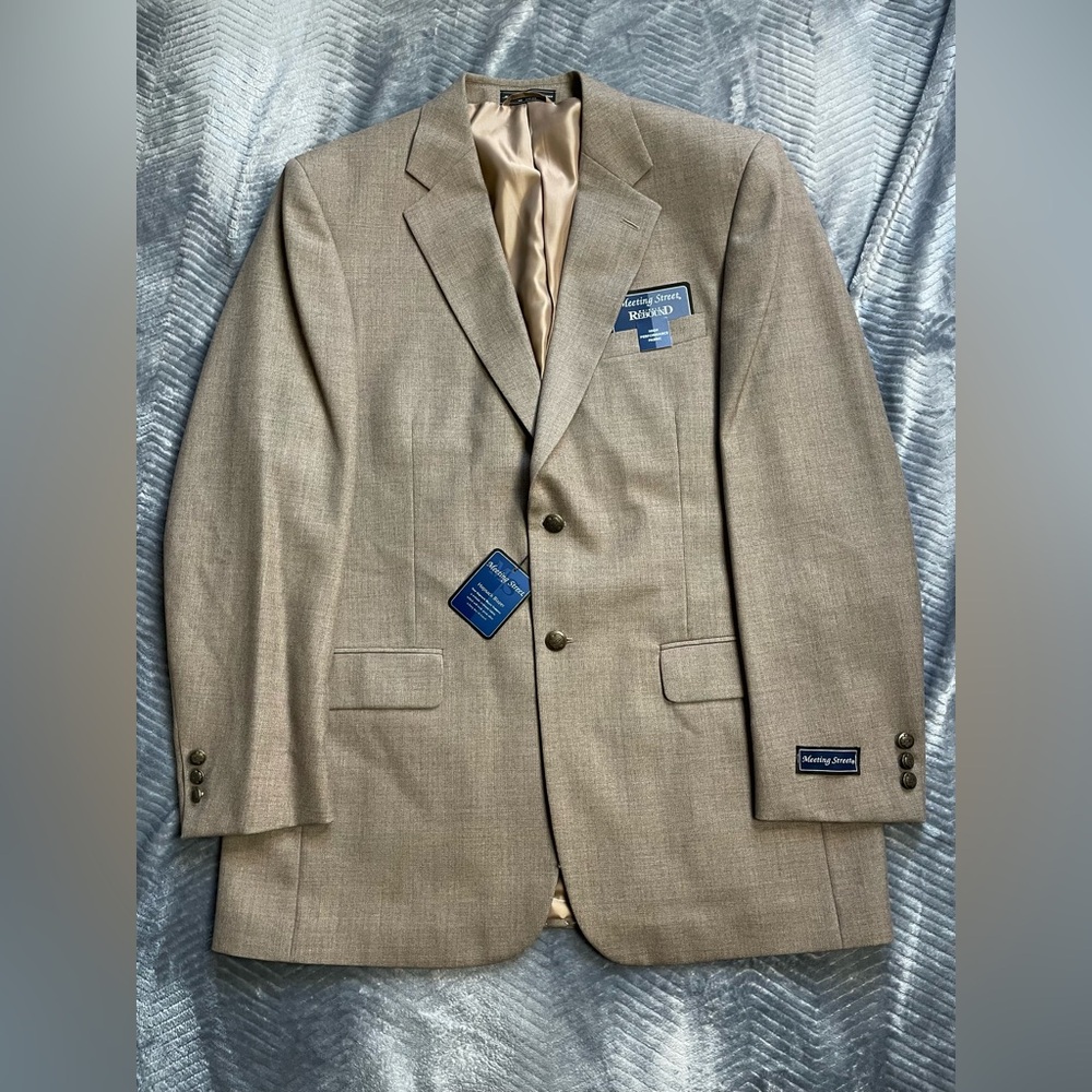NWT Meeting Street Hopsack Wool Blend Sport Coat Blazer Jacket 42‎ Long